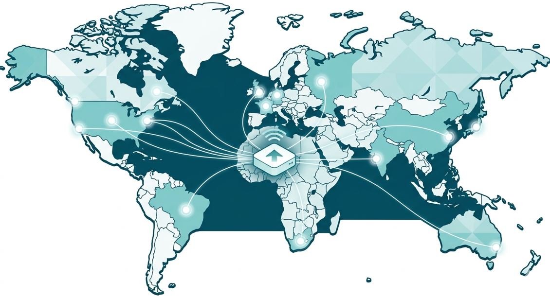 Carte mondiale des serveurs CDN Pure IPTV Premium — réseau de diffusion multi-pays